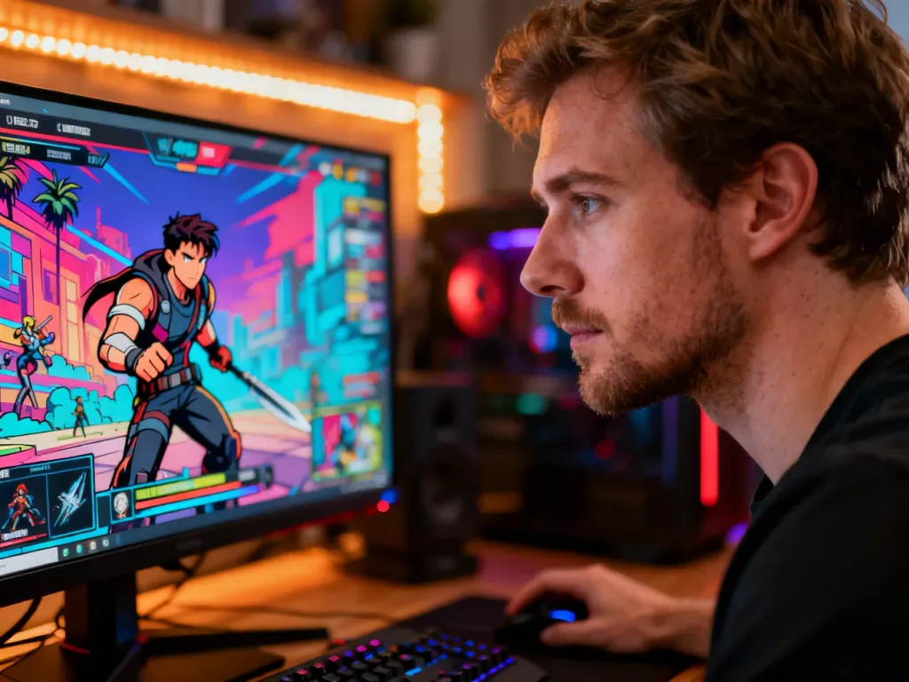 Gracz skupiony na rozgrywce w Borderlands 3 z charakterystyczną oprawą graficzną w stylu cel-shading.